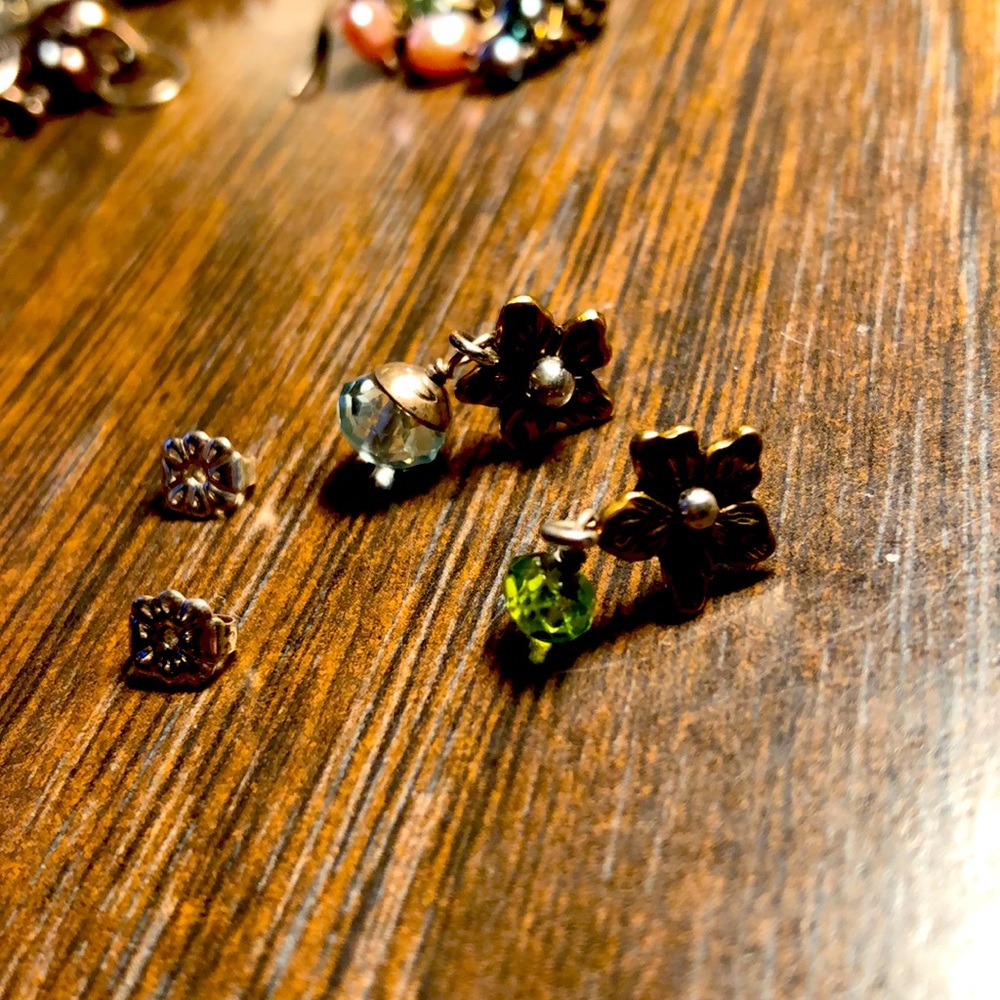 Semi precious stone gold Sterling Drop earrings